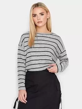 Image of PixieGirl Petite Stripe 3/4 Slv Top - Grey, Size 10, Women