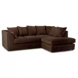 Image of Canolo Luxury RHF Corner Chaise Jumbo Cord Sofa Chocolate