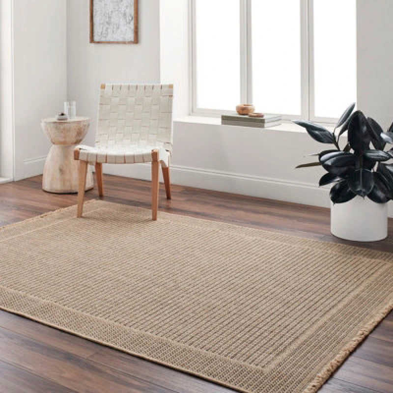 Image of Livabliss In- & Outdoor Cottage Jute-Look Beige Mindy Area Rug 200 X 275cm - Easy To Clean, Perfect For Balcony, Kitchen Or Dining Room