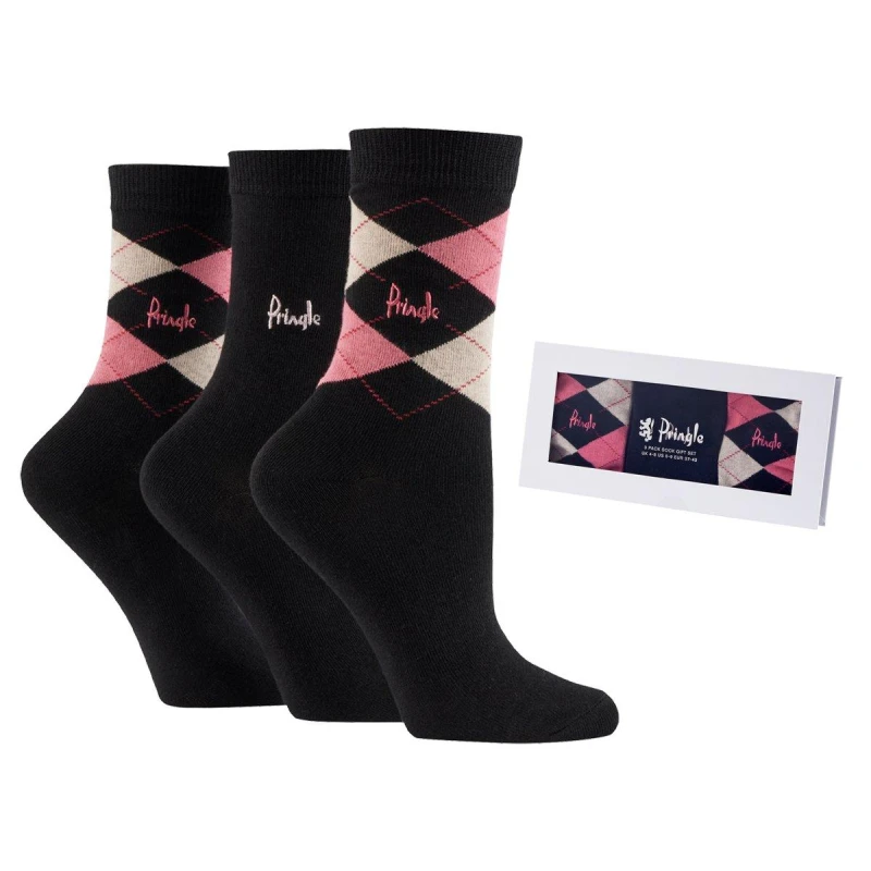 Image of Pringle 3 Pack Socks - Black One Size