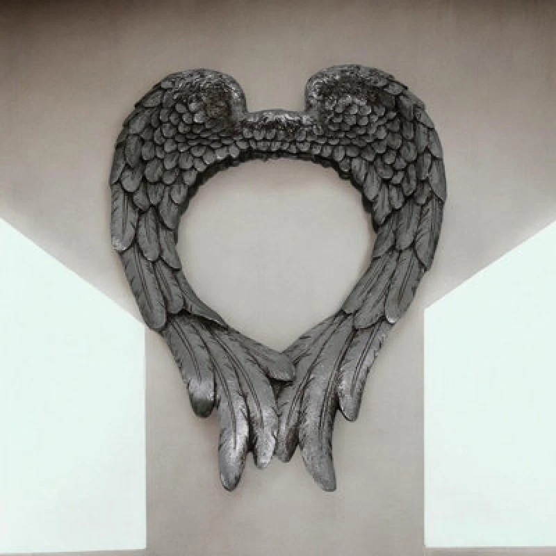 Image of MSL 57CM ANTIQUE SILVER MIRROR-WING DESIGN