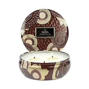 Image of Voluspa Forbidden Fig 3 Wick Tin Candle 12 oz.