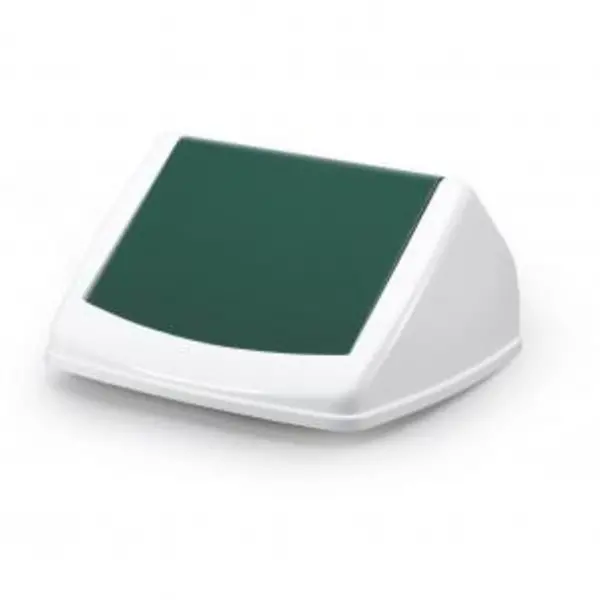 Image of DURABIN Plastic Waste Bin Rectangular 40 Litre With Green Lid - EXR28195DR