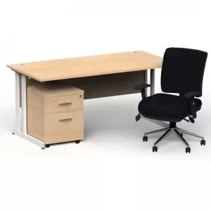 Image of Impulse 1600800 White Cant Desk Maple 2 Dr Mobile Ped & Chiro Med