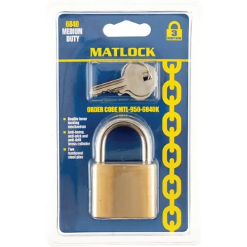 Image of Slimline Brass Key Padlock - 40MM