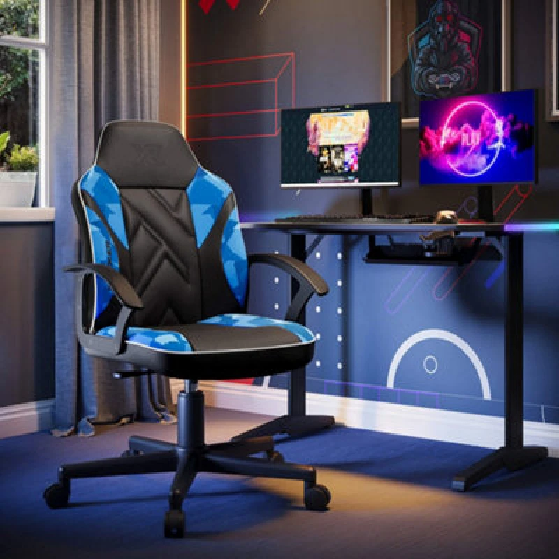 Image of X Rocker Saturn Ergonomic PC Office Gaming Chair - Blue Camo