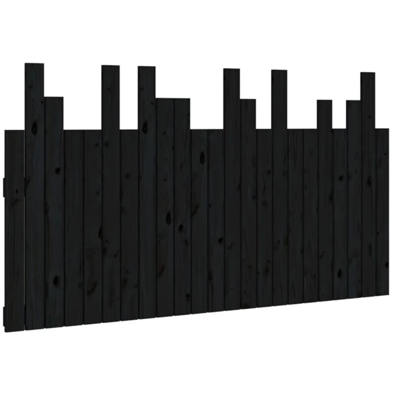 Image of Vidaxl Wall Headboard Black 146.5X3X80 Cm Solid Wood Pine, Black 824797