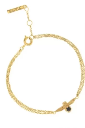 Image of Ladies Olivia Burton Gold Plated Black Onyx Bejewelled Bee Chain Bracelet OBJ16AMB25