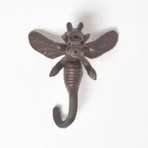 Image of HOMESCAPES Vintage Style Bumble Bee Cast Iron Coat Hook Hanger - Brown - Brown - Brown
