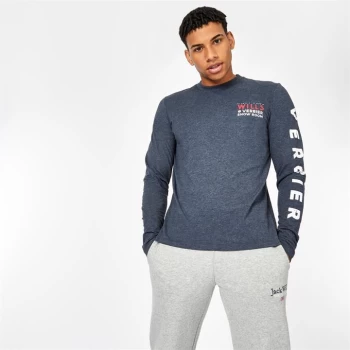 Image of Jack Wills Crofton Long Sleeve Graphic T-Shirt - Navy