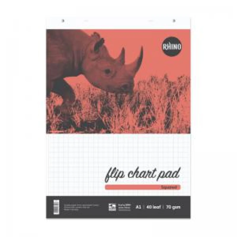 Image of Rhino A1 Flipchart Pad 40 Leaf 20mm Squared With Plain Reverse...