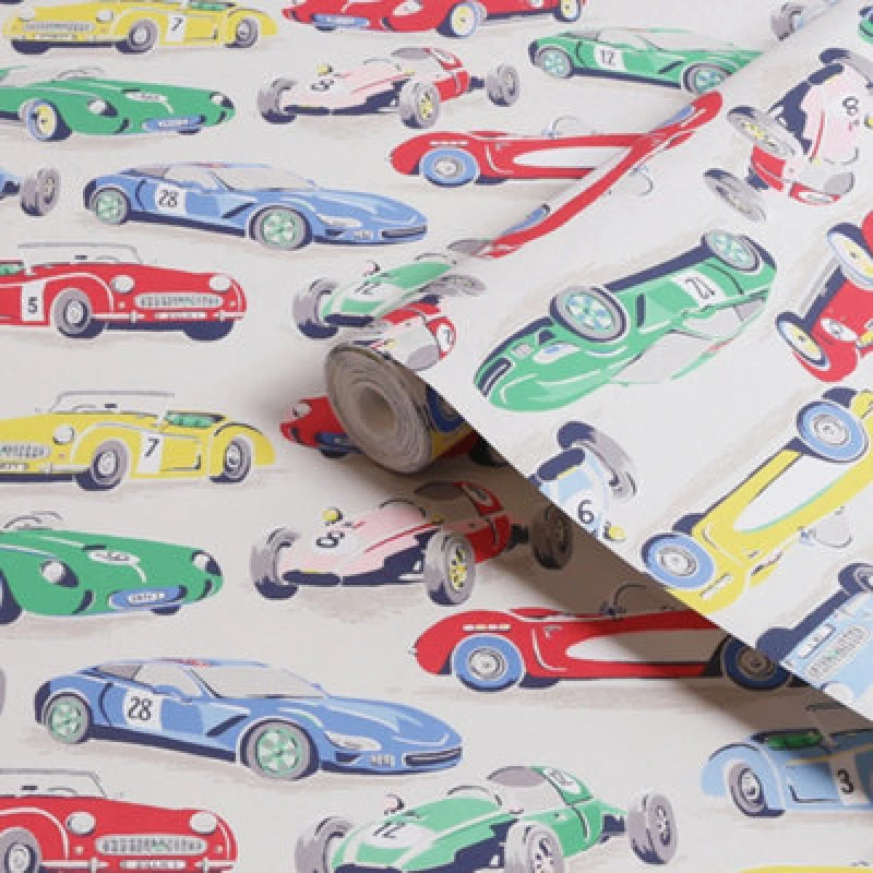 Image of Cath Kidston Vintage Cars Multicoloured Kids Wallpaper Wallpaper One Size None 70779069000