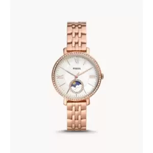 Image of Fossil Womens Jacqueline Sun Moon Multifunction Rose Gold-Tone Stainless Steel Watch - Rose Gold