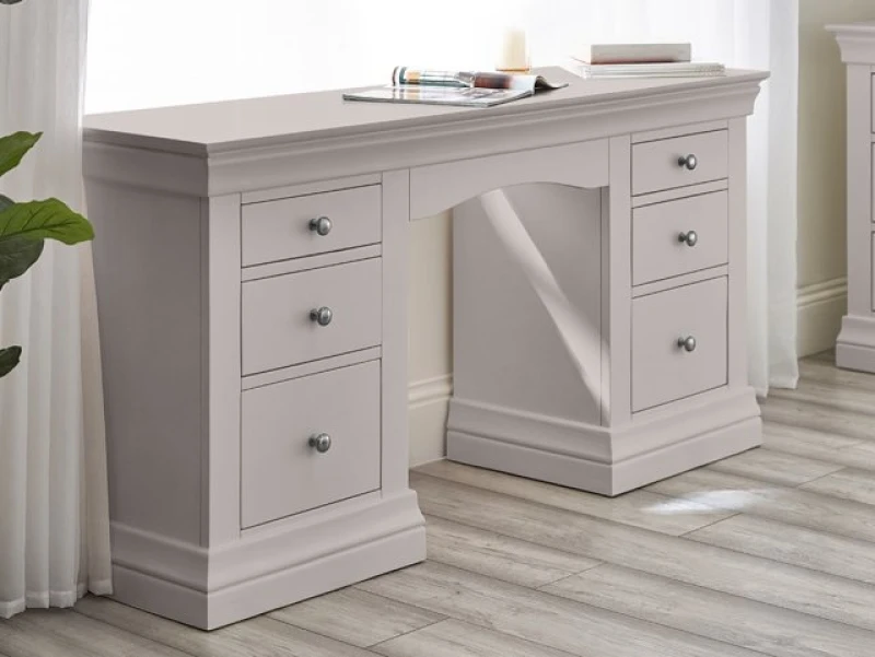 Image of Julian Bowen Clermont Light Grey 6 Drawer Dressing Table