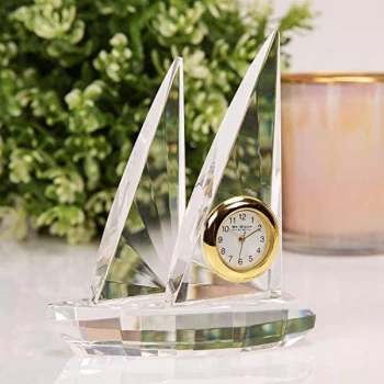 Image of Miniature Glass Clock - Sailing Yacht
