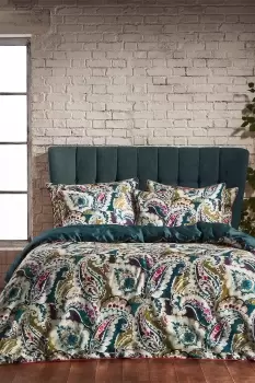 Image of Aretha 200 Thread Count Paisley Premium Cotton Sateen Piped Duvet Cover Set