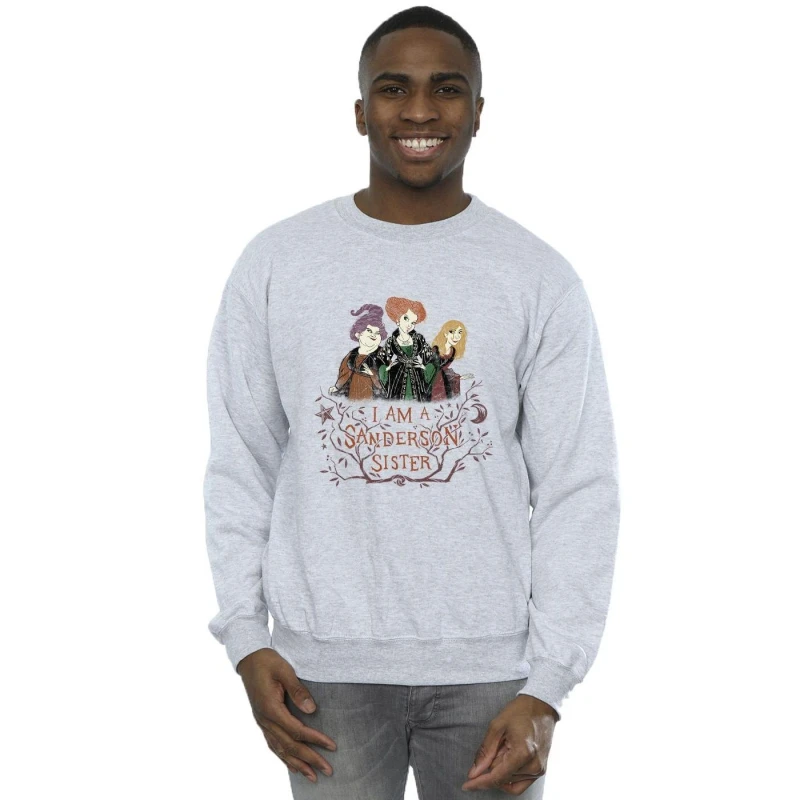 Image of Disney Men Hocus Pocus Sanderson Sister Sweatshirt in Grey Size: Small Grey S Male 5063153211131