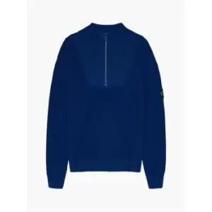 Image of Calvin Klein Jeans Half Zip Badge Sweater - Blue