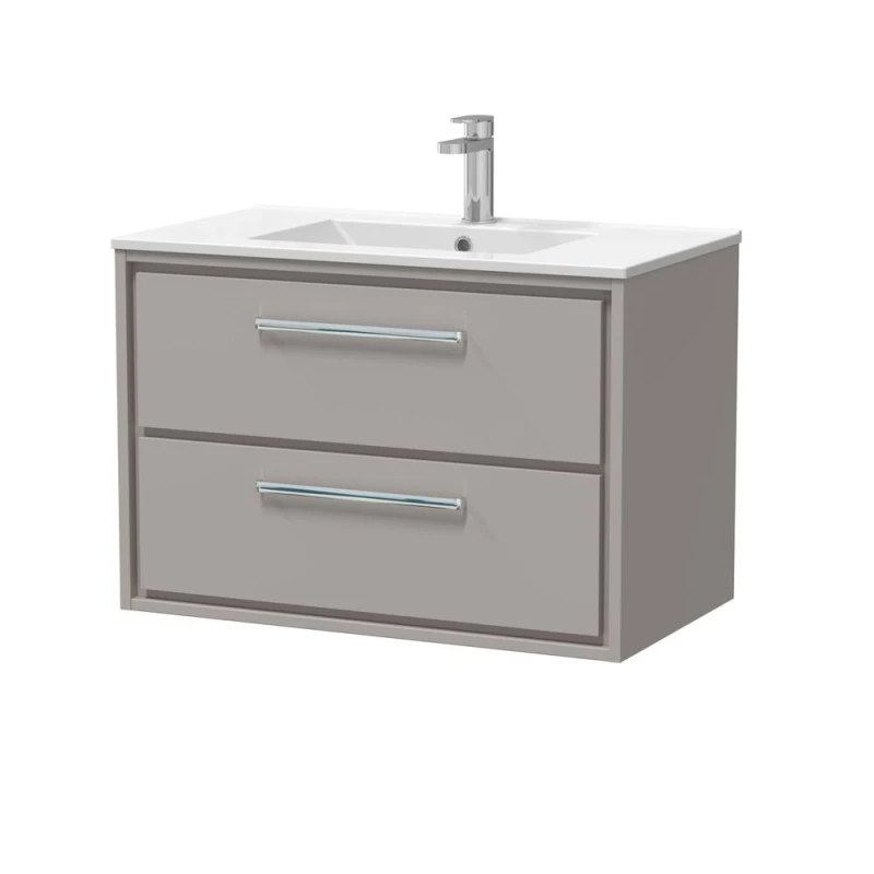 Image of Balterley Modern Bathroom Wall Hung 2 Soft-Close Drawer Vanity Unit, Grey, 800mm in Grey Grey Unisex