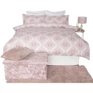 Image of Belledorm Ava Duvet Cover Set (Superking) (Blush) - Blush
