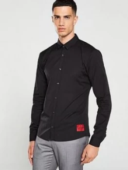 Image of Hugo Boss Ero 3 Red Patch Logo Shirt Black Size L Men