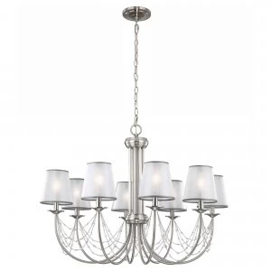 Image of 8 Light Multi Arm Chandelier Brushed Steel Finish, E14