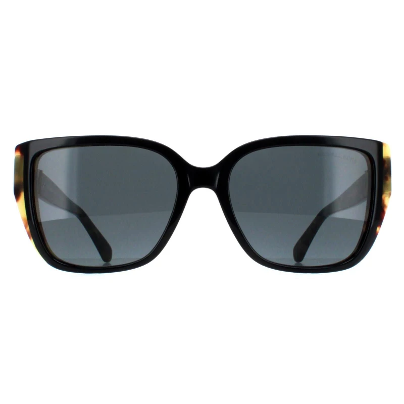 Image of Michael Kors Womens Rectangle Bi Layer Black Amber Tortoise Dark Grey MK2199 Acadia Black Female One Size