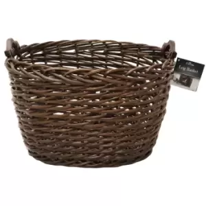 Image of JVL Oval Dark Tapered Log Basket - Brown