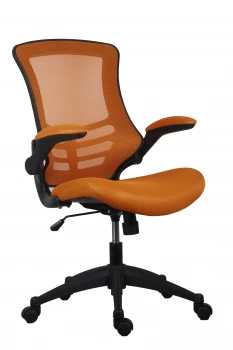 Image of Marlos Mesh Back Office Chair With Folding Arms - Orange