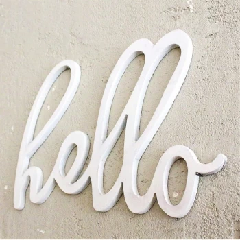 Image of Hello - White White Decorative Wooden Wall Accessory