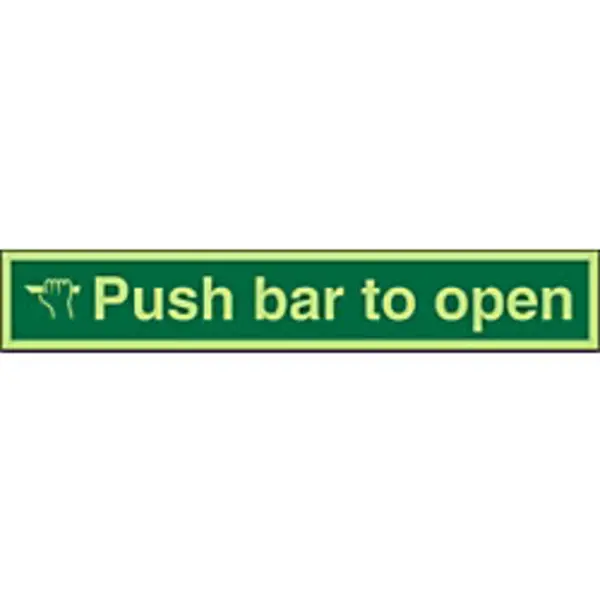 Image of Stewart Superior Seco Photoluminescent Safe Procedure Safety Sign Push Bar To Open Glow In The Dark 300 x 50mm - SP127PLV300X50 SP127PLV300X50