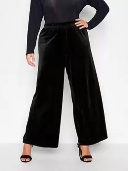 Image of Yours Wide Leg Velvet Trouser Black, Size 20, Women