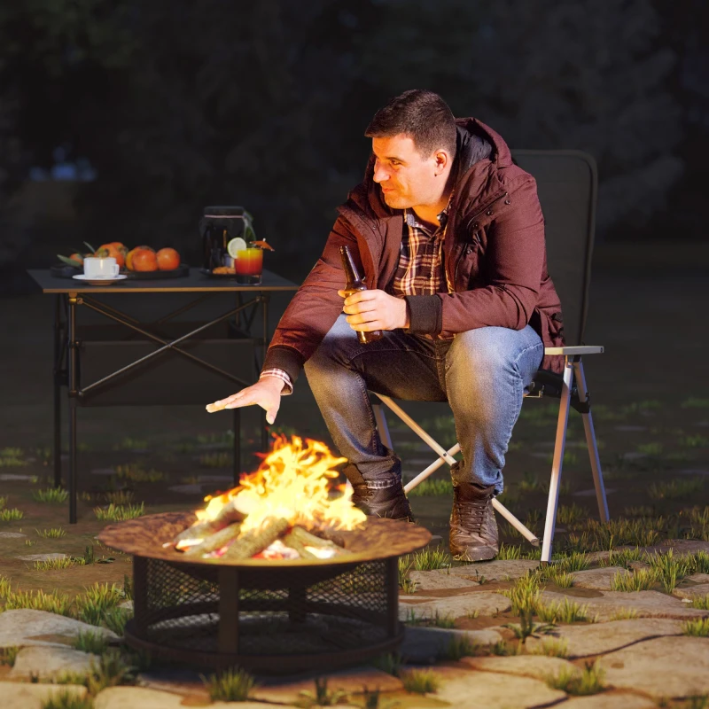 Image of OUTSUNNY Padded Camp Chair Outdoor High Back Folding Recliner with Bag in Black Unisex