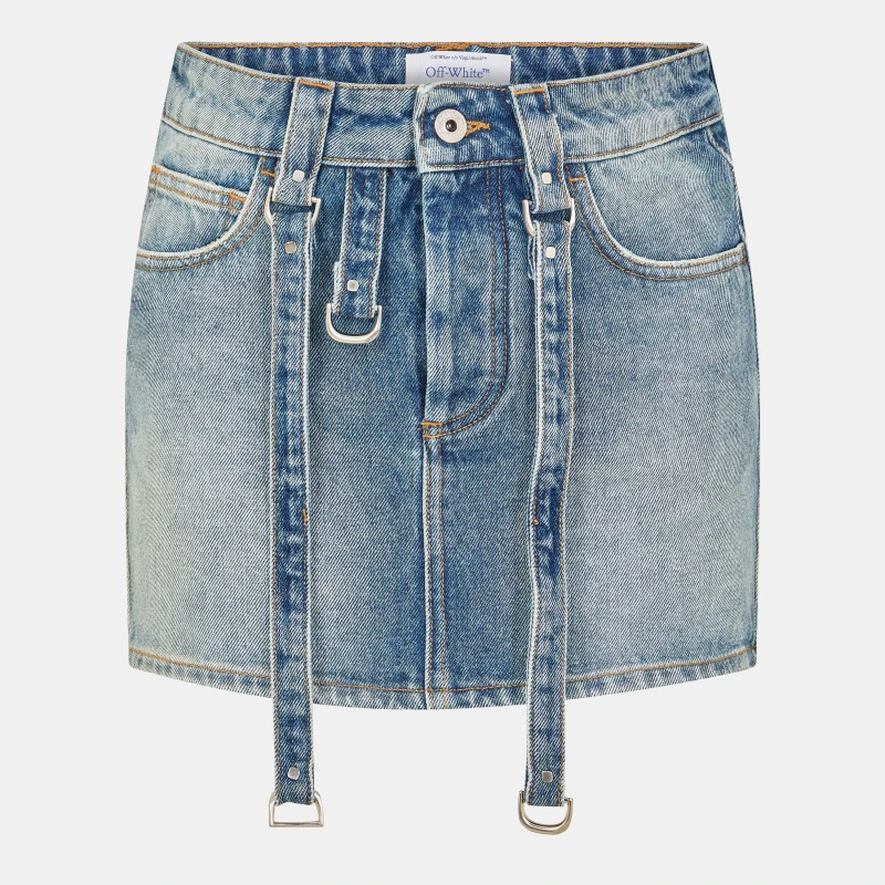 Image of Off White Womens Structured Denim Skirt Vintage Blue female 4 (3XS)