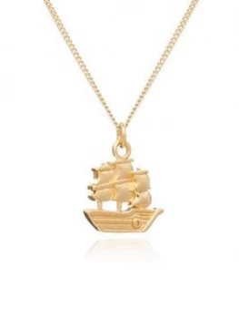Image of By River By River Gold Plated Sterling Silver Friend-Ship Sailing Ship Charm Pendant Necklace