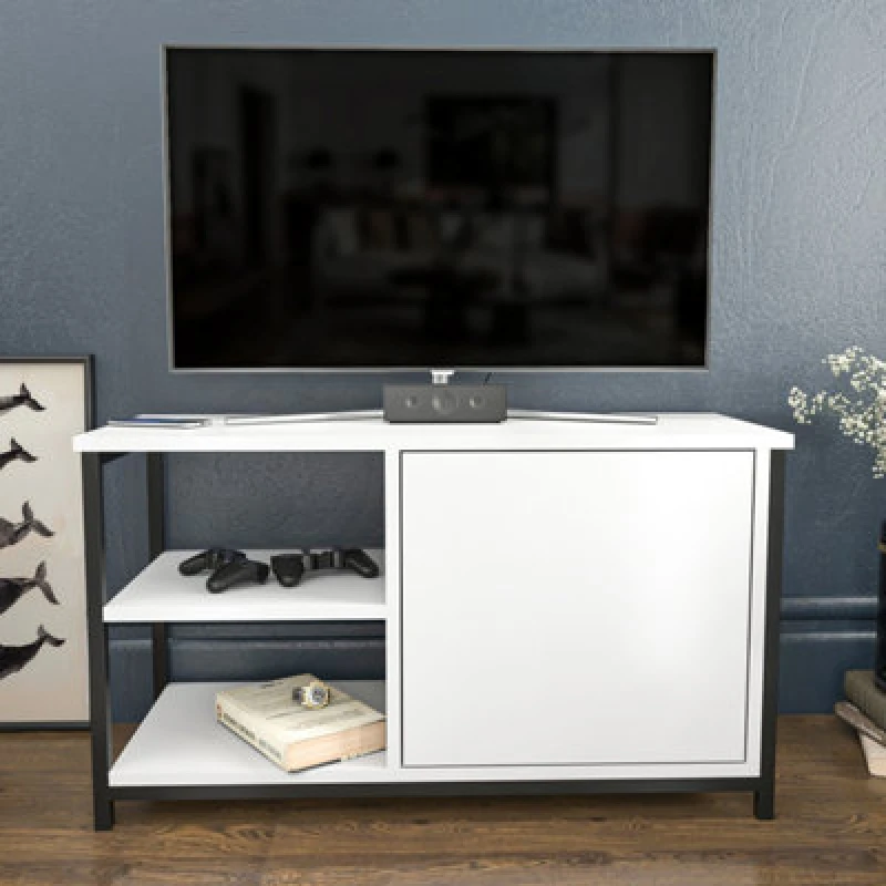 Image of Decorotika Muskegon TV Stand TV Unit For Tv's Up To 63" Black And White