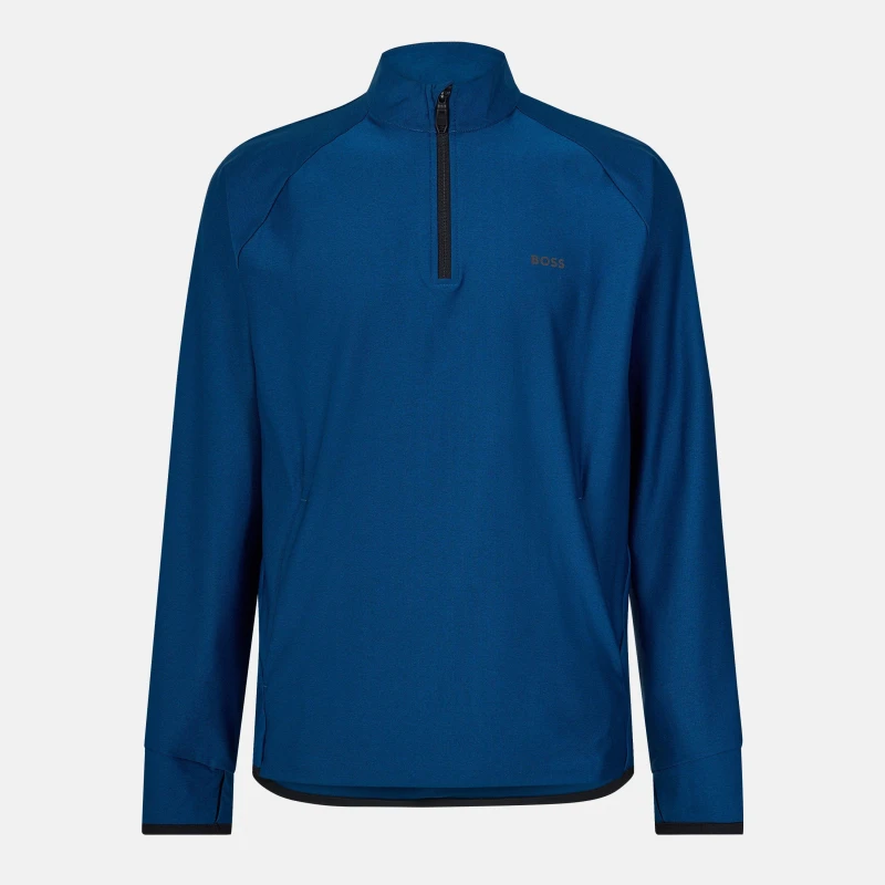 Image of Boss Mens Active 1/4 Zip Fleece Open Blue male S