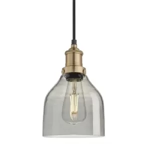 Image of Industville Brooklyn 6" Cone Pendant / Smoke Grey Tinted Glass and Copper Holder
