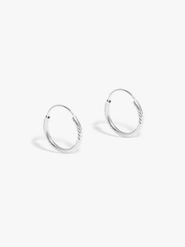 Image of Simply Silver Sterling Silver 925 Polished Textured Hoops Jewellery Sets One Size Silver 71576211000