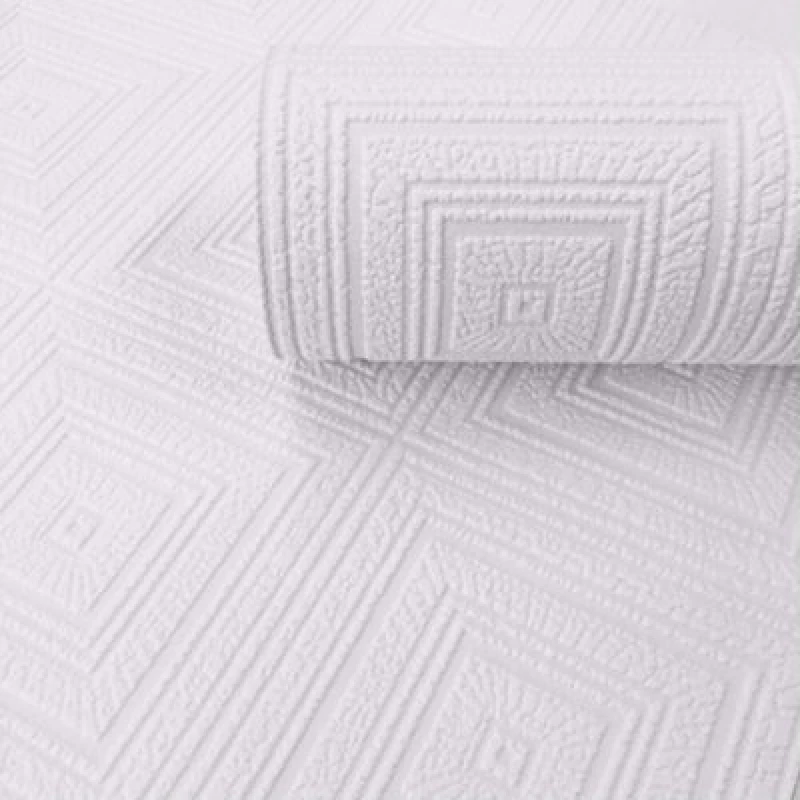 Image of As Creation Blown Vinyl Geometric White Wallpaper 6640-13