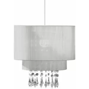 Image of Premier Housewares - Beaded Silver Voile Pendant Shade