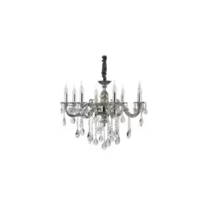 Image of Ideal Lux Impero - 8 Light Crystal Chandelier Crystal, Silver Finish, E14