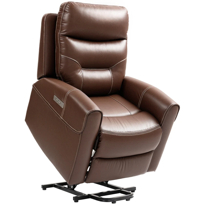 Image of HOMCOM Overstuffed Riser and Reclining Chair with USB Ports - Remote - Brown TJ Hughes 5063603287952