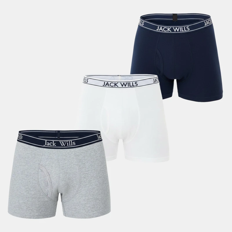 Image of Jack Wills Daundley Multipack Boxers 3 Pack Grey/White/Navy male X Large