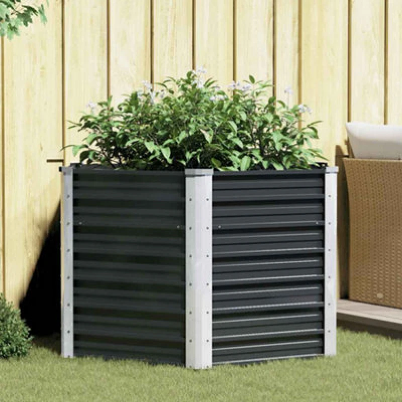 Image of vidaXL Garden Raised Bed Anthracite 129x129x77cm Galvanised Steel Planter Pot