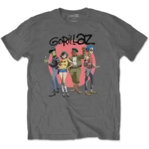 Image of Gorillaz - Group Circle Rise Unisex XX-Large T-Shirt - Grey