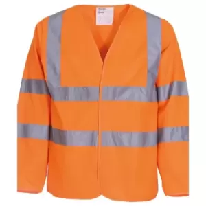 Image of Yoko Mens Hi-Vis Long Sleeve Waistcoat / Jacket (S) (Hi Vis Orange)