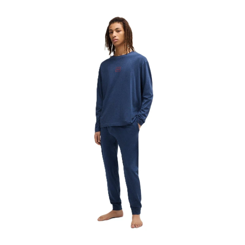 Image of Boss Mens Laze Long Set Ew Over the Head Hoodie Dark Blue male S