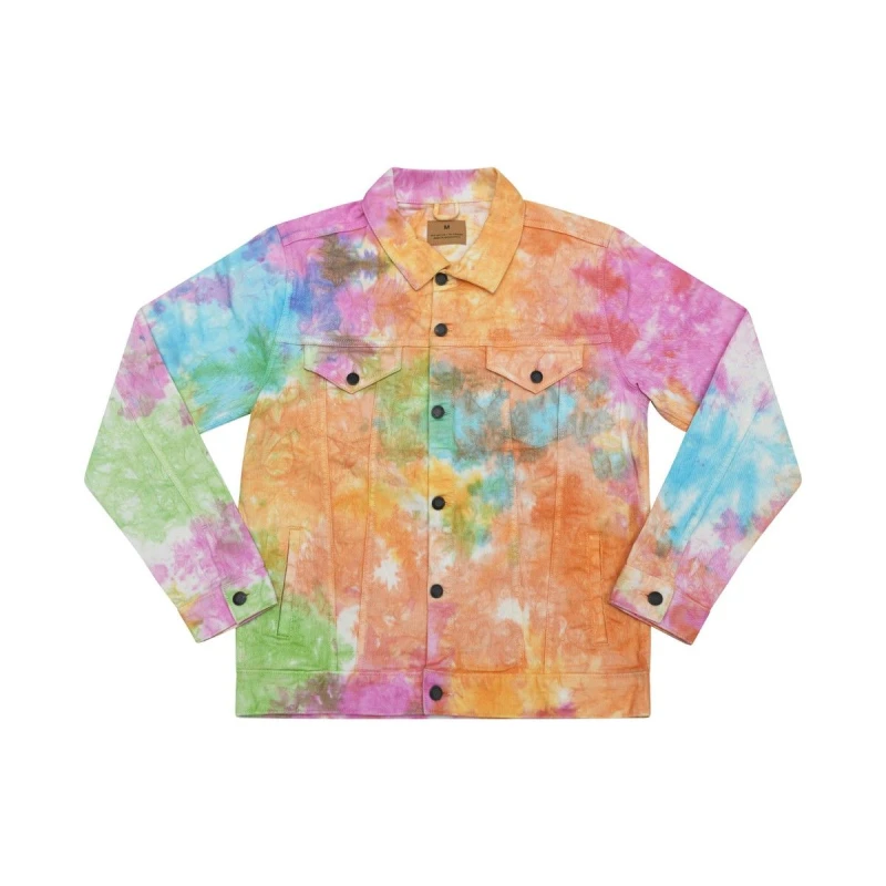 Image of Colortone Mens Tie Dye Denim Jacket Size: Small Multicolor Male S