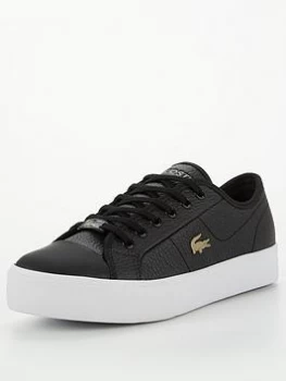 Image of Lacoste Ziane Plus Grand Leather Trainer - Black White, Black/White, Size 5, Women